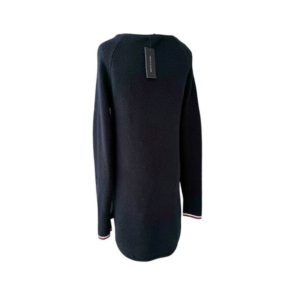 TOMMY HILFIGER NWT long crew neck in Navy  Bouclé Size S - Picture 3 of 9